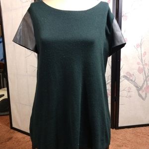 Zara knit zipper down top pleather sleeves Medium